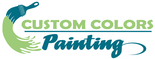 A logo for a company called custom colors painting